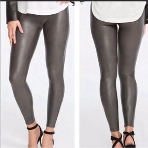 Spanx Gun Metal Faux Leather Shaping Leggings XL TG